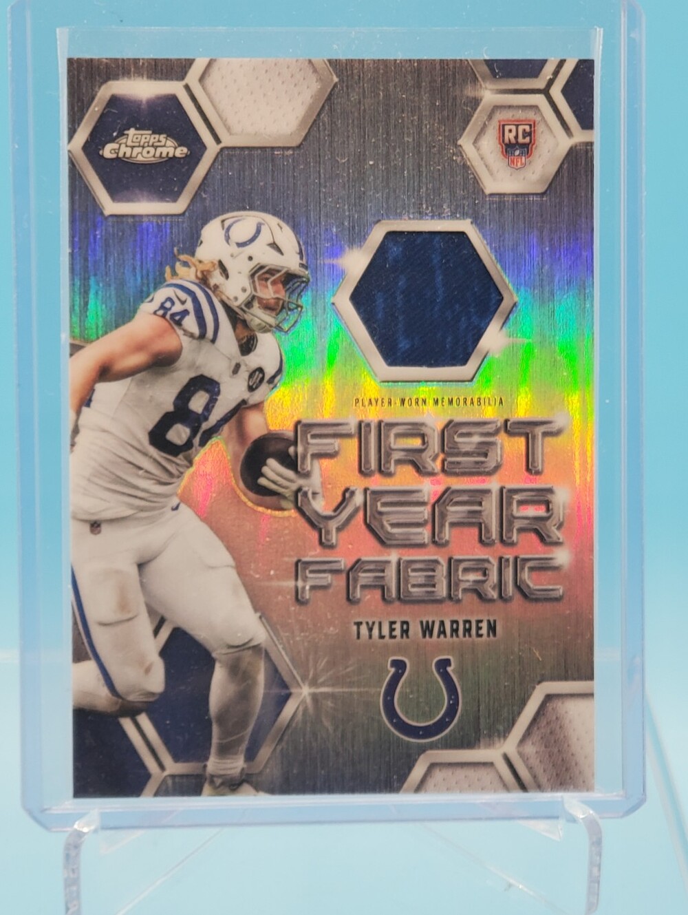 Topps Chrome Rookie Memorabilia Card - White & Navy Tylet Warren Colts